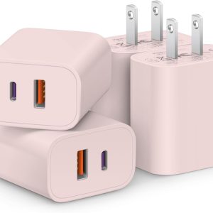 [4 Pack] USB C Charger Block Fast Charging Multiport Adpater [PD 20W USB-C & QC 3.0 USB-A Port] for i Phone 16/15/14/13/12/11/X/8, i Pad, Sam Sung, Google, Galaxy & More