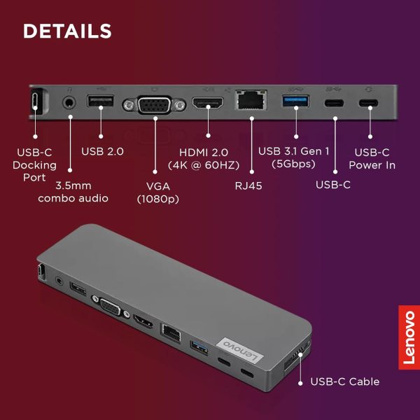 USB-C Laptop Power Bank (20000 mAh) - 65W - USB-C and USB-A Ports - Fast Charging Portable Power Station with Integrated Cable - Model PBLG2W - Storm Grey