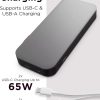 USB-C Laptop Power Bank (20000 mAh) - 65W - USB-C and USB-A Ports - Fast Charging Portable Power Station with Integrated Cable - Model PBLG2W - Storm Grey