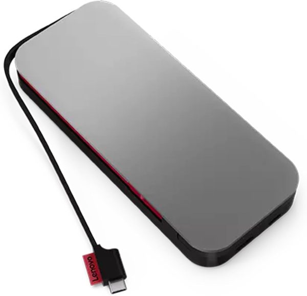 USB-C Laptop Power Bank (20000 mAh) - 65W - USB-C and USB-A Ports - Fast Charging Portable Power Station with Integrated Cable - Model PBLG2W - Storm Grey
