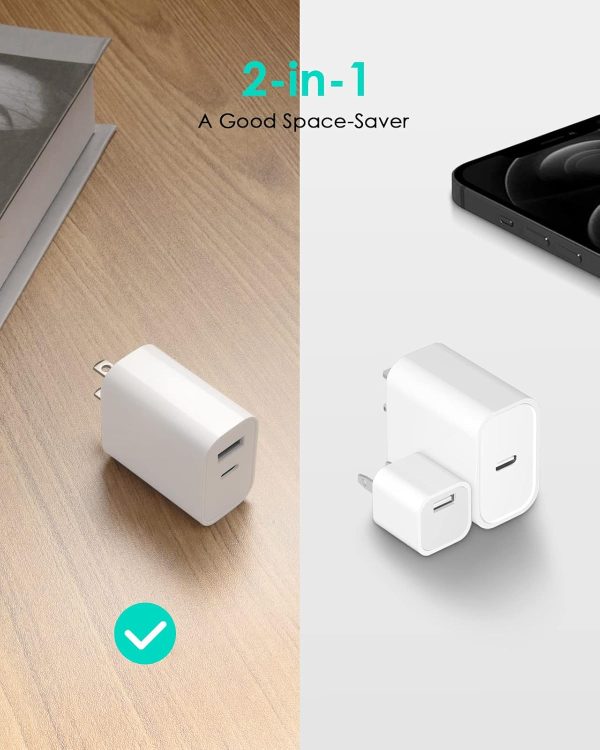 [4 Pack] USB C Charger Block Fast Charging Multiport Adpater [PD 20W USB-C & QC 3.0 USB-A Port] for i Phone 16/15/14/13/12/11/X/8, i Pad, Sam Sung, Google, Galaxy & More