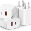 [4 Pack] USB C Charger Block Fast Charging Multiport Adpater [PD 20W USB-C & QC 3.0 USB-A Port] for i Phone 16/15/14/13/12/11/X/8, i Pad, Sam Sung, Google, Galaxy & More