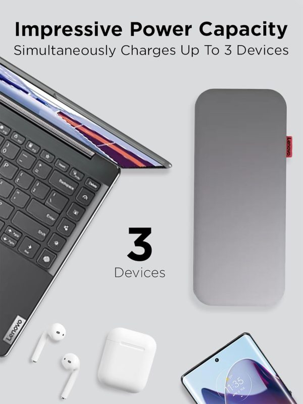 USB-C Laptop Power Bank (20000 mAh) - 65W - USB-C and USB-A Ports - Fast Charging Portable Power Station with Integrated Cable - Model PBLG2W - Storm Grey